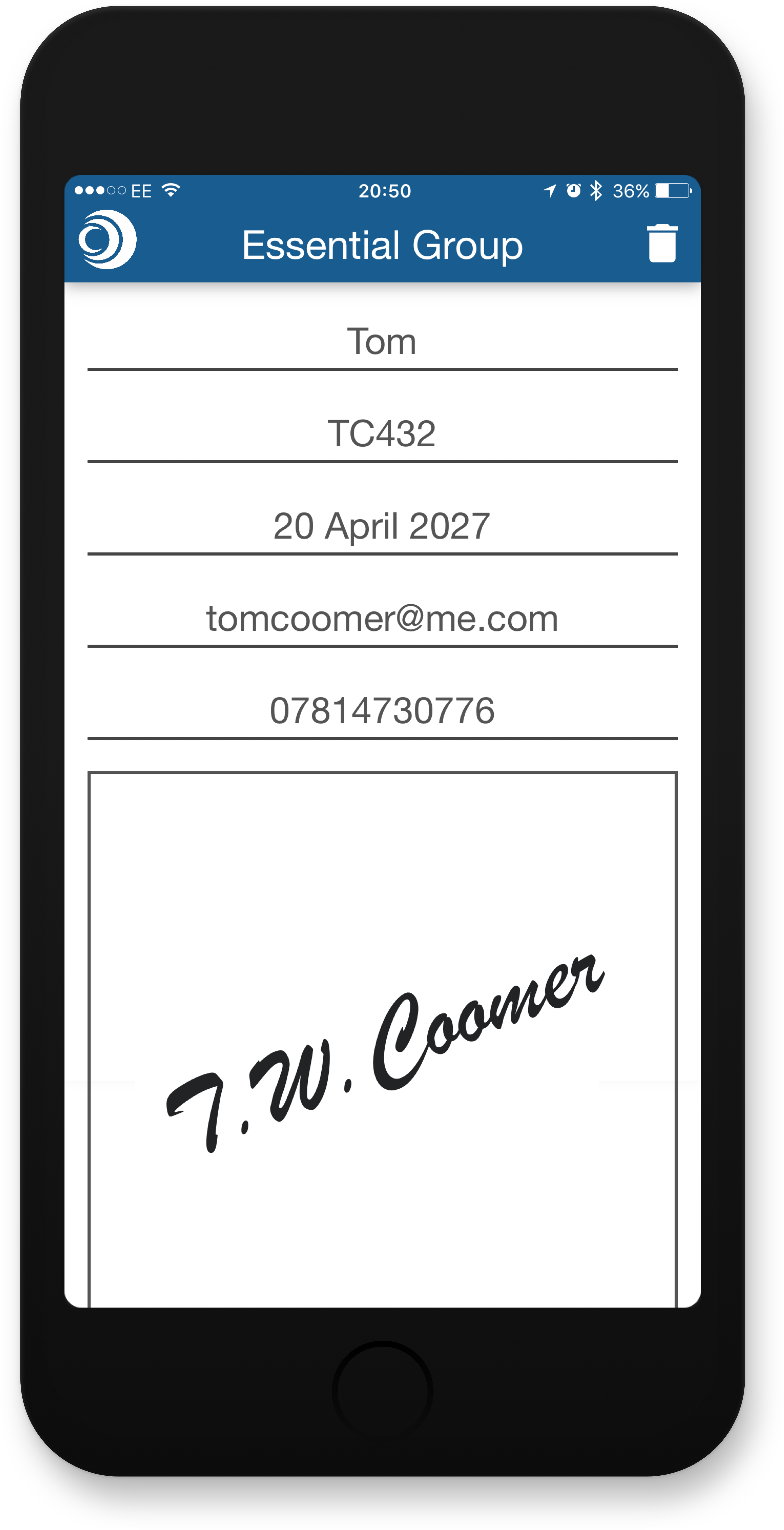 Digital Forms iPhone screenshot customer satisfaction signature example