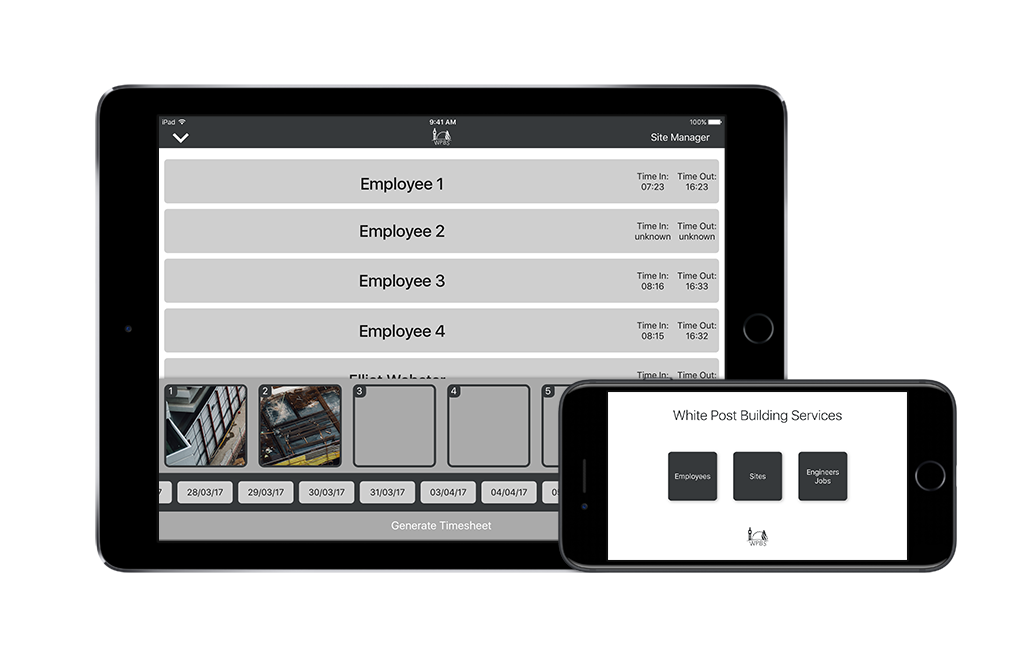 Site Manager App running on iPhone and Site Supervisor App running on iPad